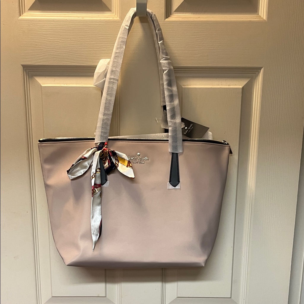 Nwt Kate Spade Kitt Color Block Warm Beige Bag Scarf Unbranded Dust Bag